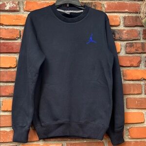 Jordan Black Crewneck Sweatshirt with Blue Jumpman